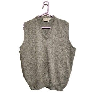 Vintage Lord Jeff Lamb Virgin Lambs Wool Sweater Vest Made in USA Gray Size 2XL